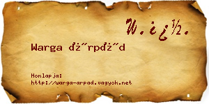 Warga Árpád névjegykártya